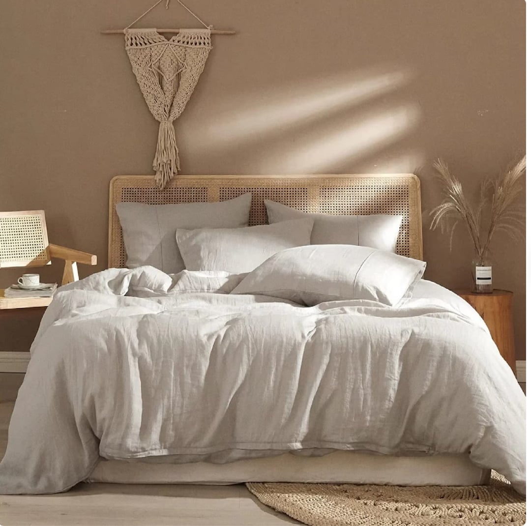 Linen Duvet Cover Beige, Stone Washed Linen Duvet Cover, Linen Duvet