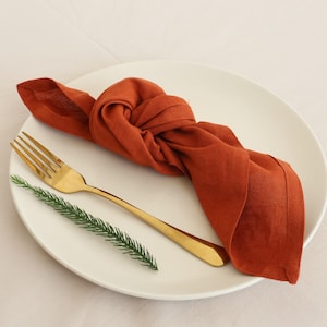 100% Linen napkins Cloth Burnt orange wedding napkins Set linen dinner cloth napkins, Linen Kitchen Cloth napkins linen dining table napkins