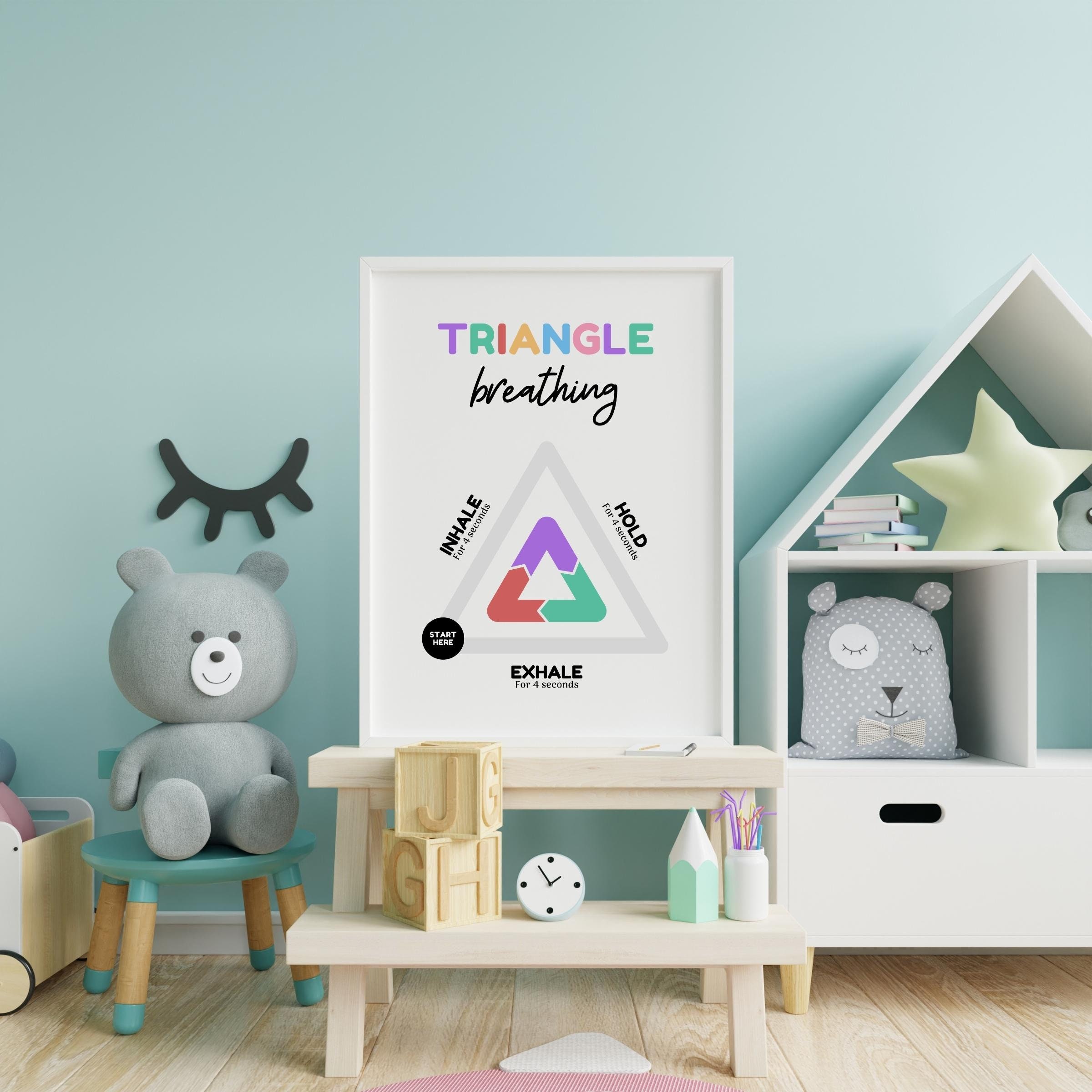 Calming Down Corner, Triangle Breathing Poster, Printable Decor for ...