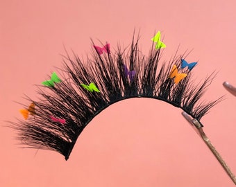 Butterfly Faux Mink Lashes | Colorful Statement Eye Makeup, Festival Rave Wear
