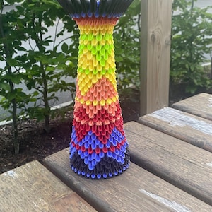 DIY 3D Origami Vase Tutorial – Step-by-Step Digital Download, Rainbow Paper Art Instructions, Printable Origami Craft Pattern