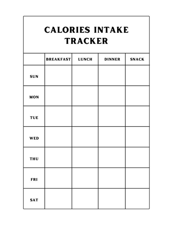 Calorie Intake Tracker Printable PDF - Etsy