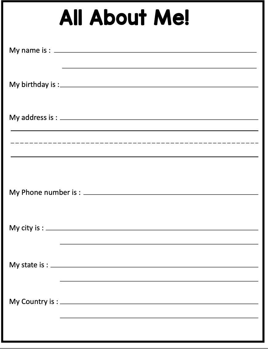 All About Me Worksheets Digital Download PDF - Etsy