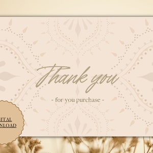 Thank you card, Purchase, Beige, Bohemian