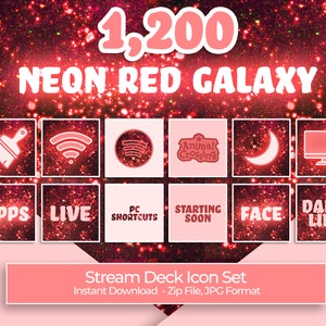 Neon Rot Galaxie - 1.200 Stream Deck Icons | Streamer, Livestreaming, Twitch