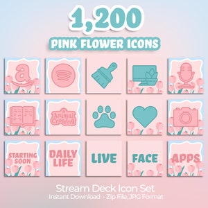 1,200 Stream Deck Icons | Streamers, Streaming, Twitch | Pink Flower Icons