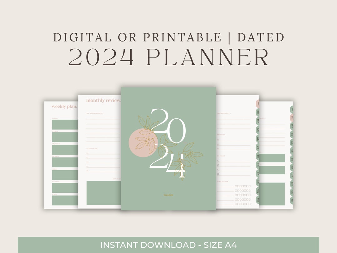 2024 Planner Digital Planner, Printable Simple Design - Etsy