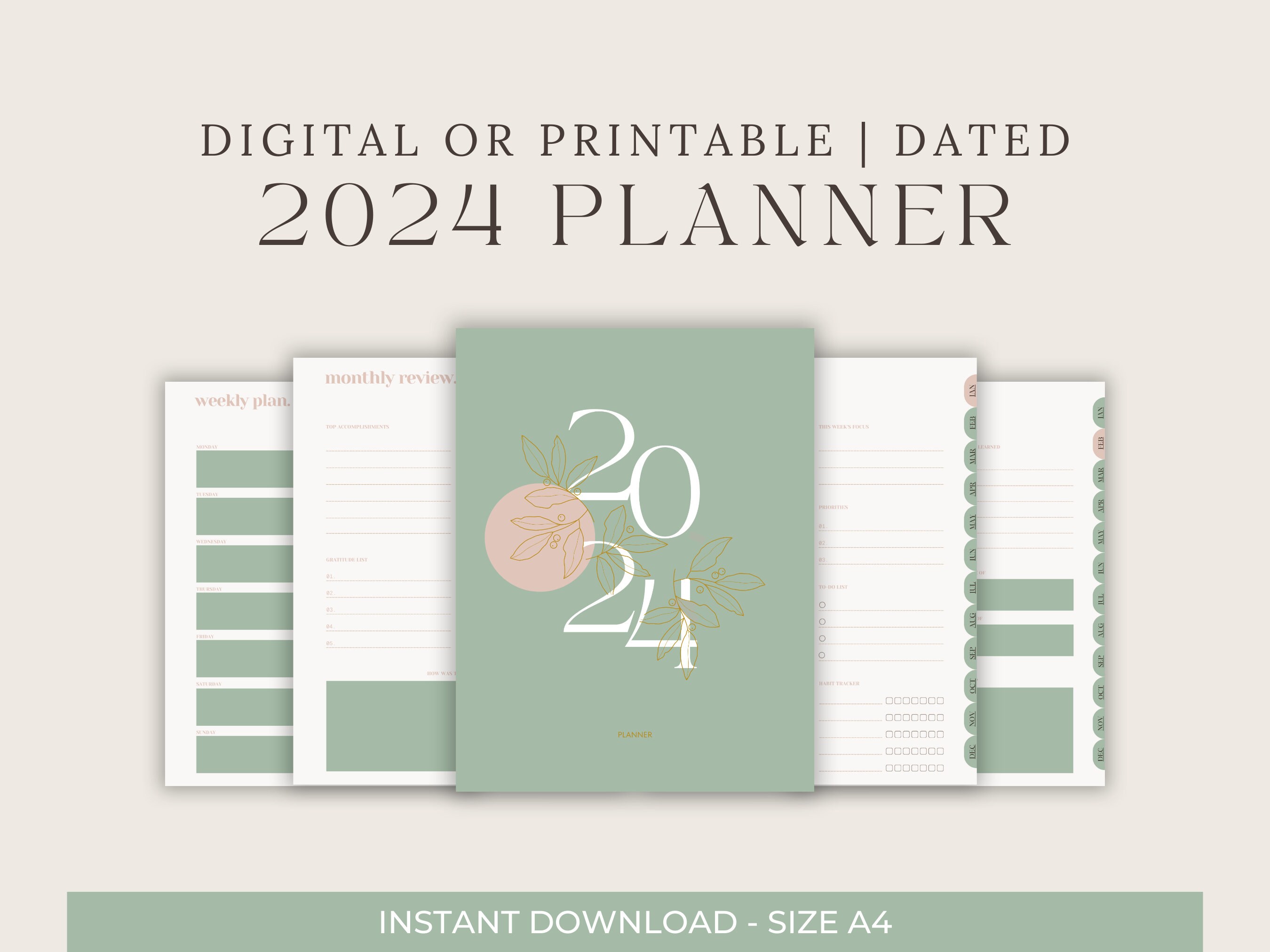 2024 Planner Digital Planner, Printable Simple Design - Etsy