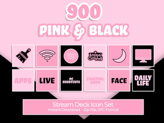 Pink and Black - 900 Stream Deck Icons | Streamers, Streaming, Twitch