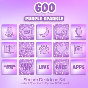 600 Stream Deck Icons | Streamers, Streaming, Twitch | Purple Sparkle