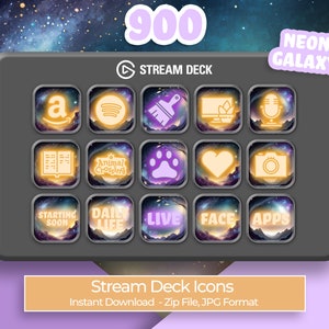 Neon Galaxy - 900 Stream Deck Icons | Streamers, Streaming, Twitch