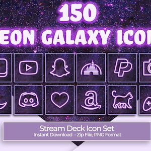 Neon Galaxy Purple - 150 Stream Deck Icons | Streamers, Streaming, Twitch
