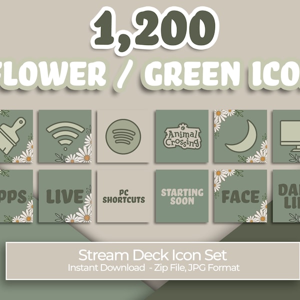 Bloem en groen - 1.200 stroomdekpictogrammen | Streamers, streaming, twitch