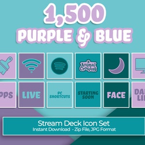 Purple and Blue Icons - 1,500 Stream Deck Icons | Streamers, Streaming, Twitch