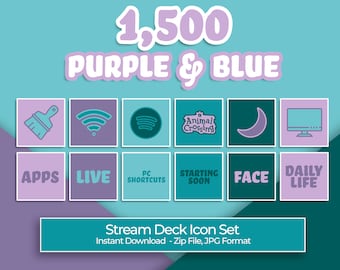Purple and Blue Icons - 1,500 Stream Deck Icons | Streamers, Streaming, Twitch