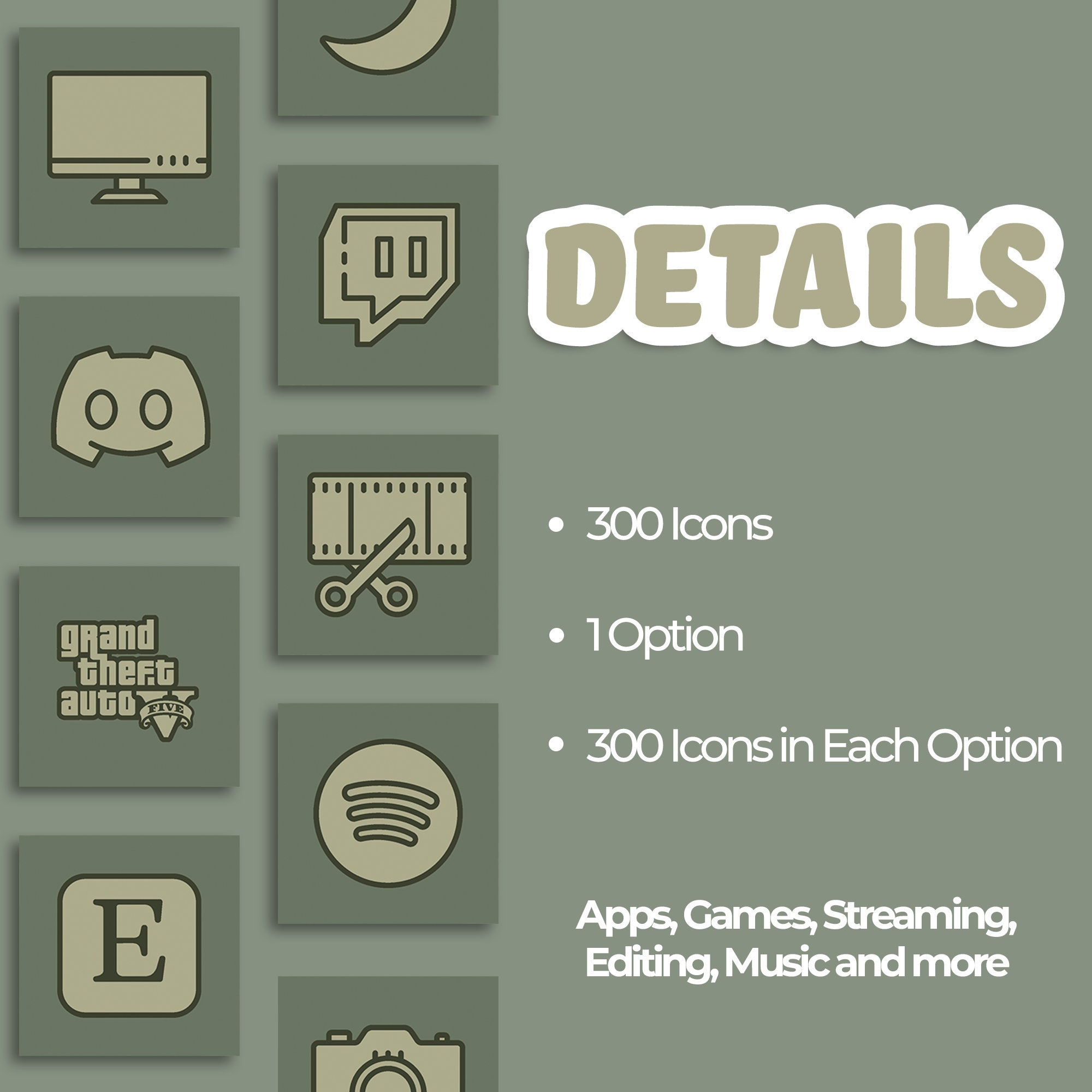 300 Stream Deck Icons | Streamers, Streaming, Twitch | Simple Green - Etsy