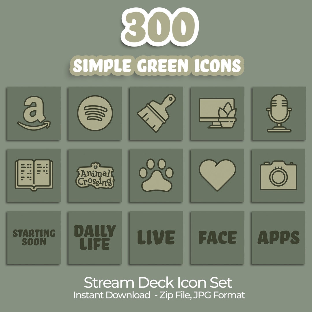 300 Stream Deck Icons | Streamers, Streaming, Twitch | Simple Green - Etsy