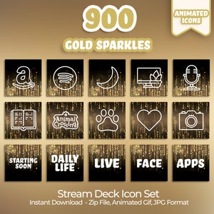 Animated - 900 Stream Deck Icons | Streamers, Streaming, Twitch | Gold Sparkles