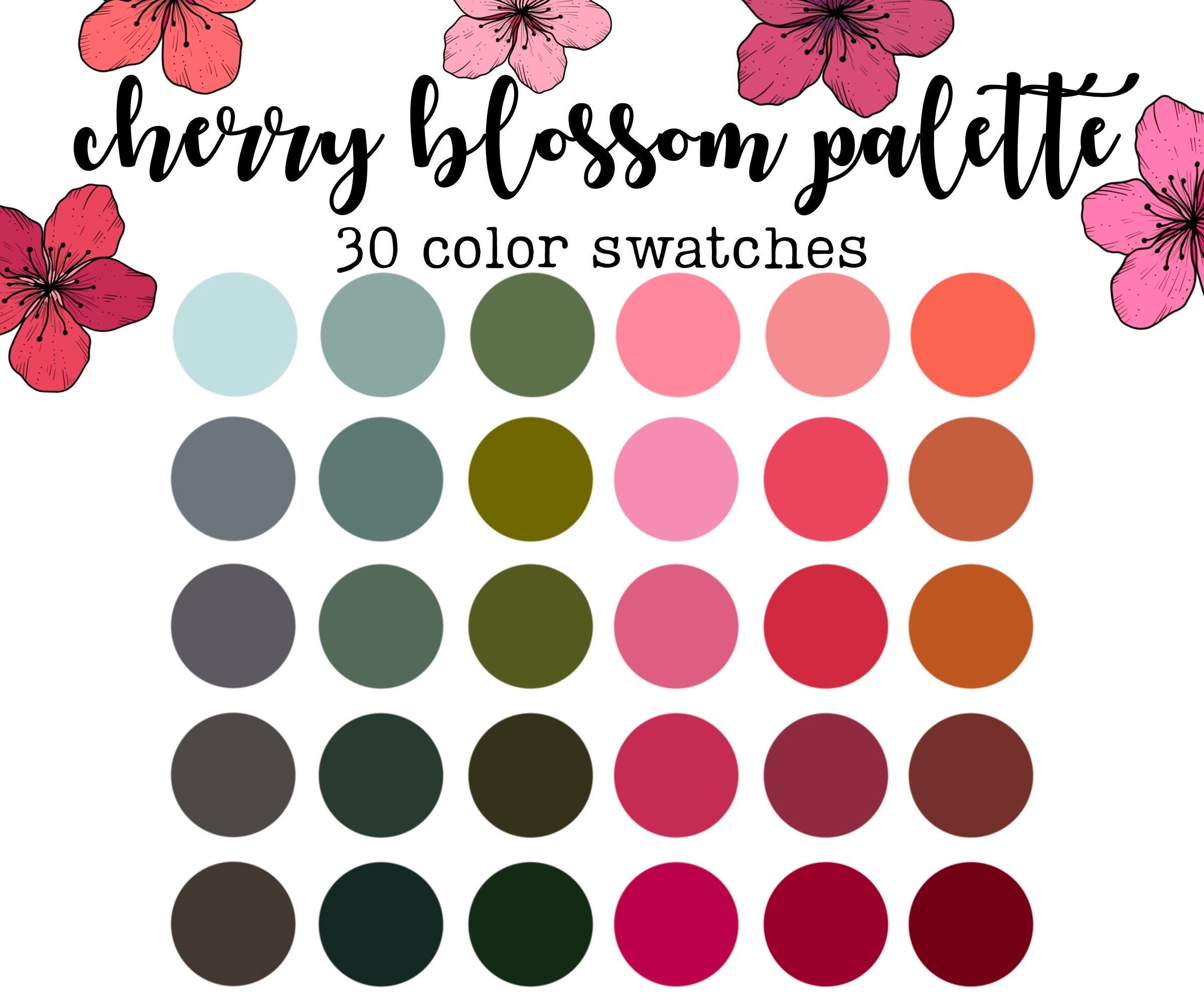 Cherry Blossom Color Palette Set of 30 Color Swatches - Etsy