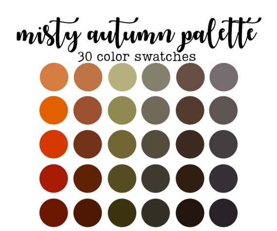 Misty Autumn Color Palette Set of 30 Color Swatches - Etsy