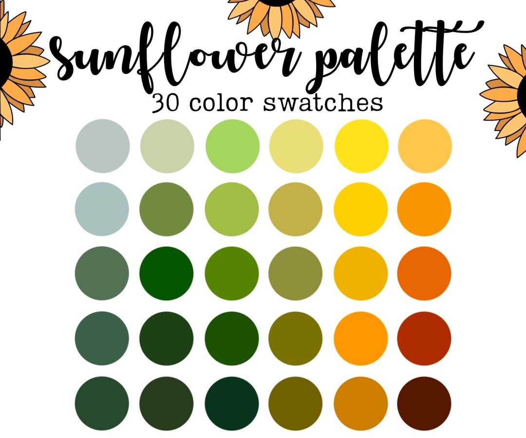 Sunflower Field Color Palette Set of 30 Color Swatches - Etsy
