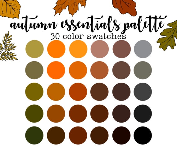 Autumn Essentials Color Palette Set of 30 Color Swatches - Etsy