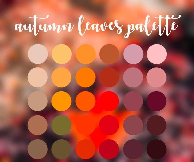 Autumn Leaves Color Palette Set of 30 Color Swatches Etsy