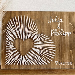 Wedding gift wooden thread picture nail picture heart personalized