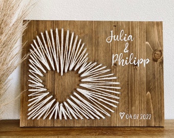 Wedding gift wooden thread picture nail picture heart personalized