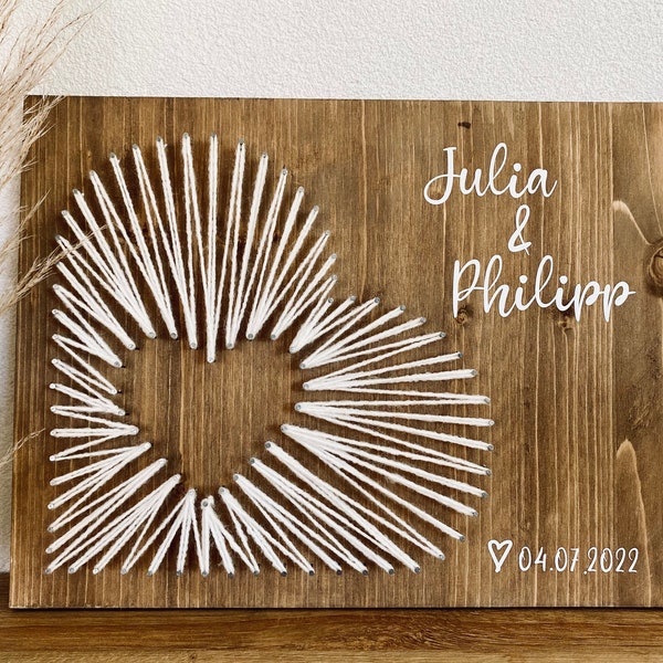 Wedding gift wooden thread picture nail picture heart personalized