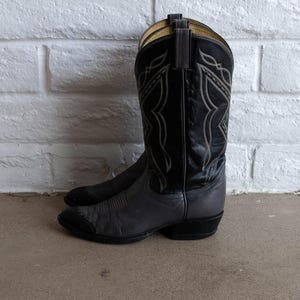 70s Tony Lama usa ウエスタンブーツ 6½ レザー ブラック 黒タグ 70's〜Tony Lama トニーラマ TEXASウエスタンブーツ USA
