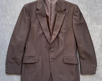 Vintage 70s Browning King Fine Knit Brown Blazer Men's 40R Sport Coat USA Union