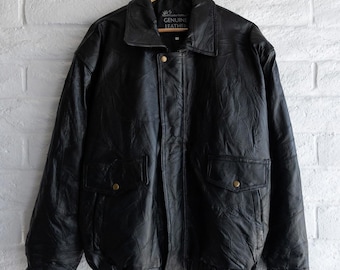 Vintage 1990s Napoline Leather Patchwork Bomber Jacket Men's L Grunge Punk ERD Style