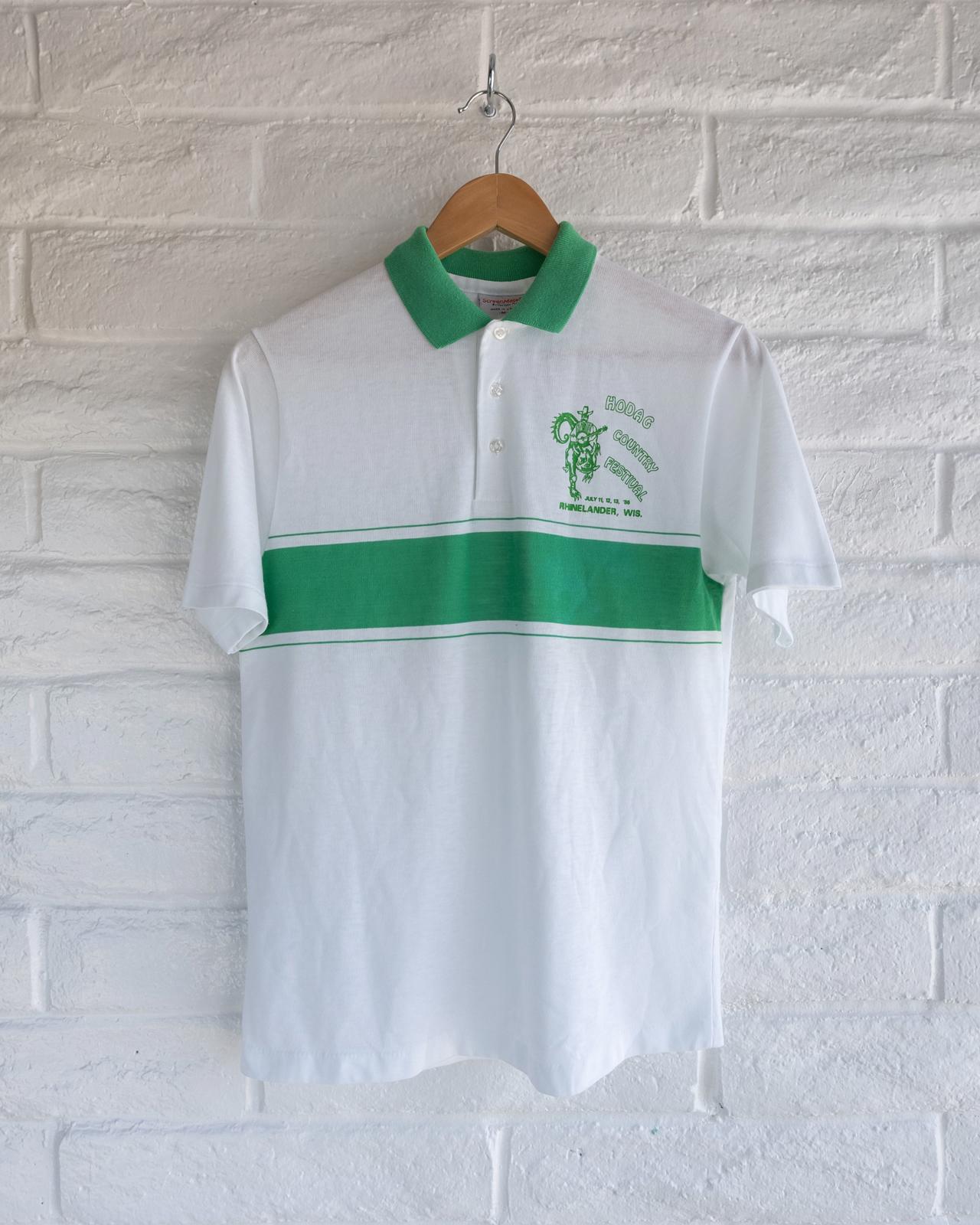 Vintage 80s 90s Hodag Country Festival Wisconsin Green Polo Shirt