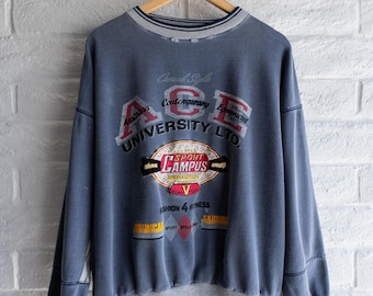Vintage 90s Todays News Collegiate Sweatshirt Men's L Pinstripe Sleeve Varsity