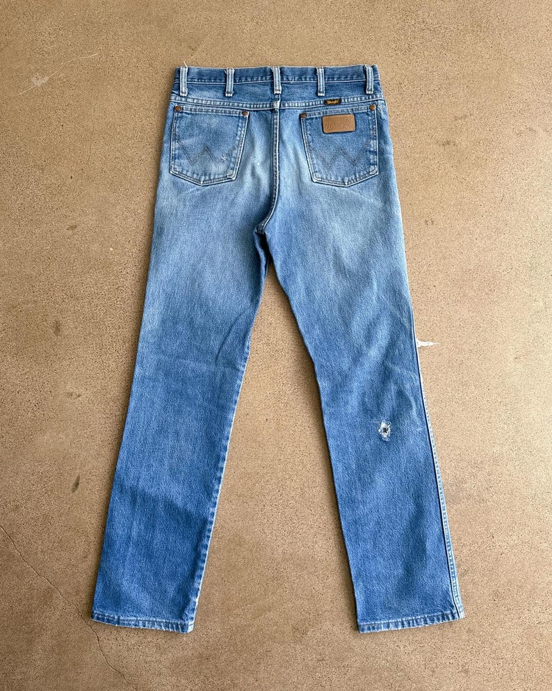 Vintage jaren 90 Wrangler 936 jeans distressed cowboy snit heren 32 western afbeelding 6