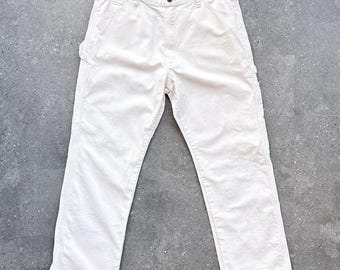 Vintage Y2K Dickies Carpenter Pants Men's 34 White Canvas Workwear Cotton