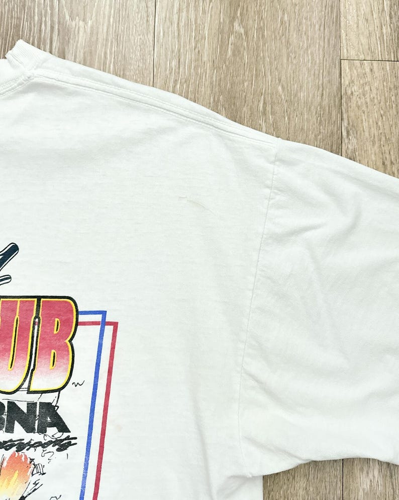 Camiseta de carreras vintage de los 90 del NHRA World Record Club, talla XL para hombre, estilo desgastado y destrozado. imagen 6