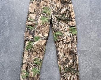 Vintage 90s Duxbak Realtree Camo Cargo Pants Men's 34 Made In USA Cotton Outdoor