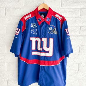 Vintage 2000er Jahre New York Giants Shirt Blau Rot Herren XL Patches & gestickte NFL