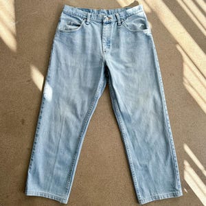 Vintage 2000s Wrangler Jeans Relaxed Straight Leg Men's 32 Light Wash Faded image 1