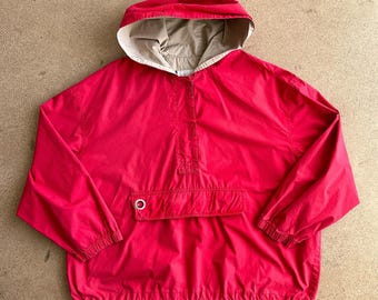 Vintage 90s Express Anorak Quarter Zip Jacket Windbreaker Red Men's XL Hooded Retro Outdoor