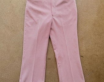 Pantaloni vintage anni '70 Sears Kings Road Hickory a righe verticali, rossi e bianchi, da uomo, taglia 32, stile preppy hippie disco.