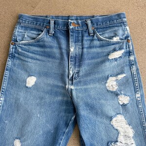 Vintage jaren 90 Wrangler 936 jeans distressed cowboy snit heren 32 western afbeelding 3