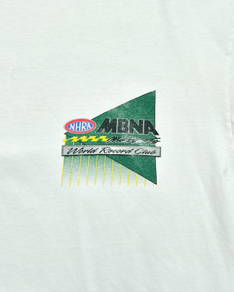 Camiseta de carreras vintage de los 90 del NHRA World Record Club, talla XL para hombre, estilo desgastado y destrozado. imagen 11