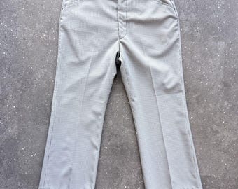 Vintage 70s Mini Gingham Plaid Flared Pants Men's 34 Trousers Disco USA Made