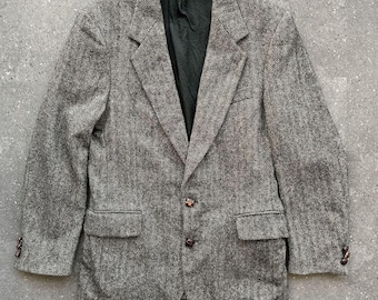 Vintage Robert Stock Wool Tweed Blazer Men's 38R Herringbone Sport Coat Jacket