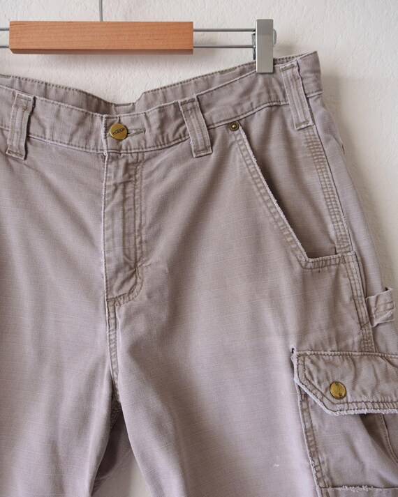 Distressed Vintage Carhartt Cargo Shorts Beige Si… - image 4