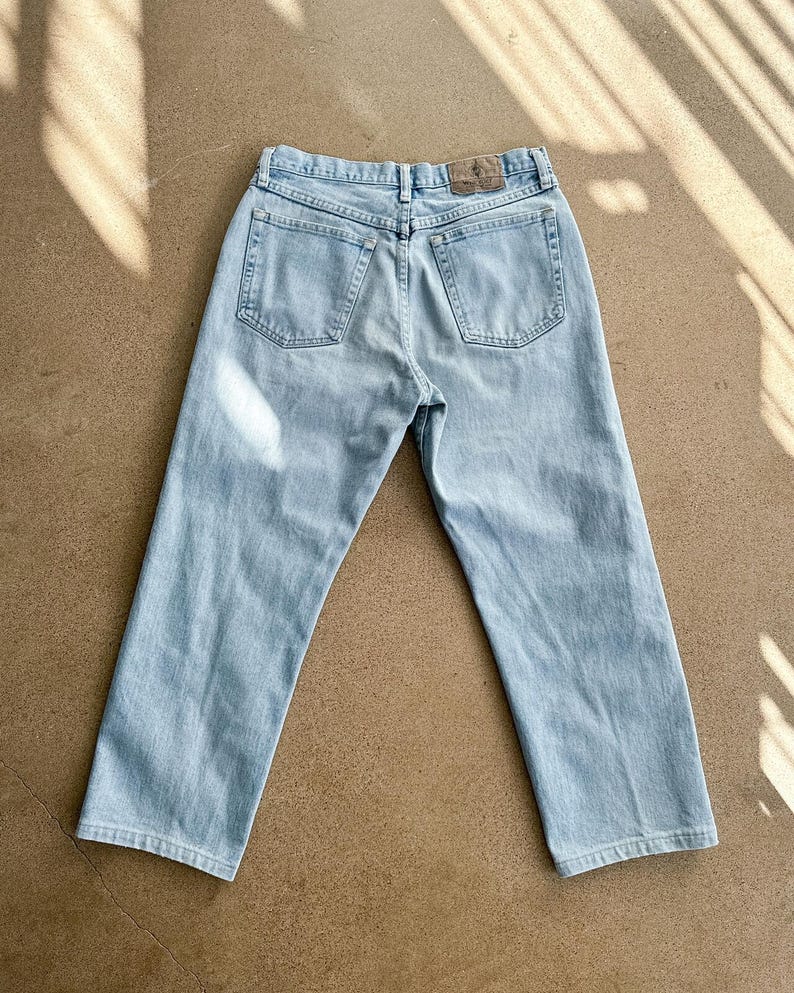 Vintage 2000s Wrangler Jeans Relaxed Straight Leg Men's 32 Light Wash Faded image 4