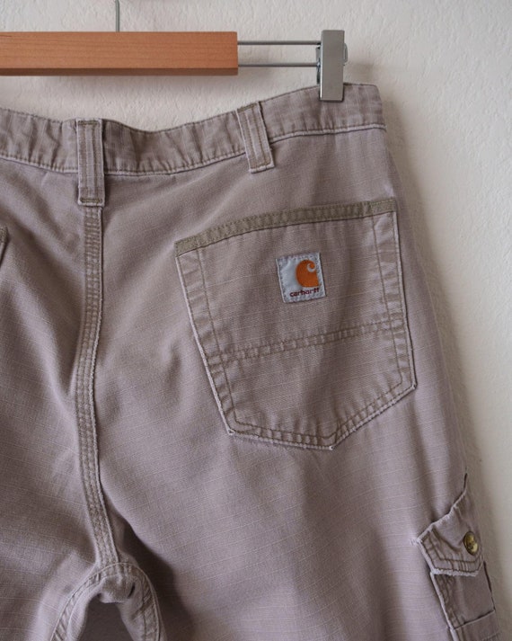 Distressed Vintage Carhartt Cargo Shorts Beige Si… - image 9